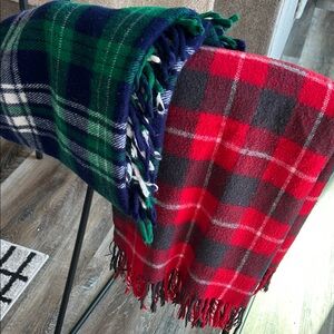 Faribault Plaid Throw Blanket Set - Red and Green